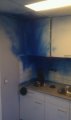 .Photo for: Blue aerosol paint explodes in kettle.